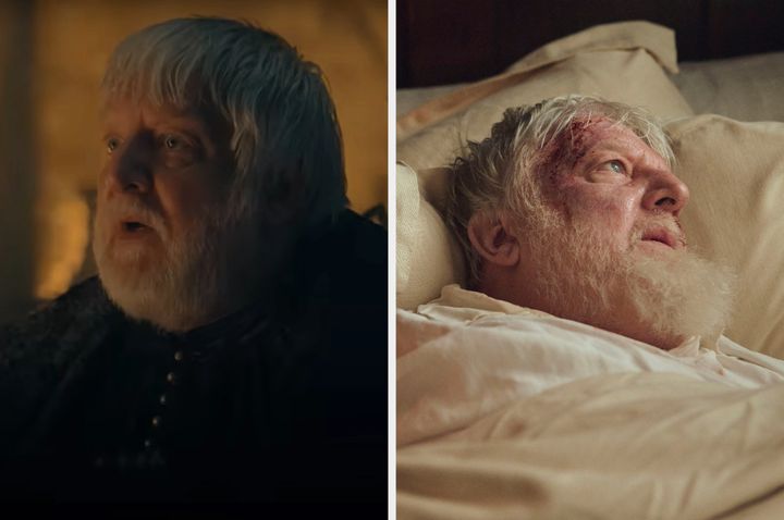 Simon Russell Beale in House Of The Dragon (left) and Mary & George (right)