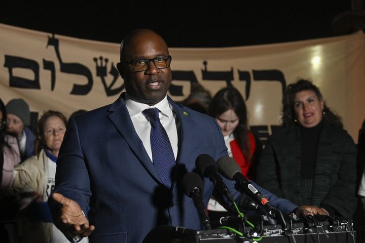 Bowman speaks at a rally in November convened by left-wing Jews calling for a cease-fire in Israel's war in Gaza. He is up against Westchester County Executive George Latimer in Tuesday’s Democratic primary for New York’s 16th Congressional District. 
