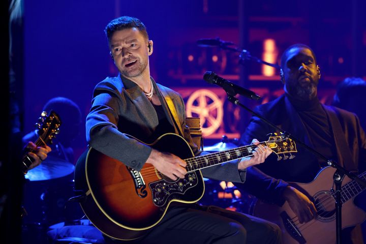 Justin Timberlake on stage in April