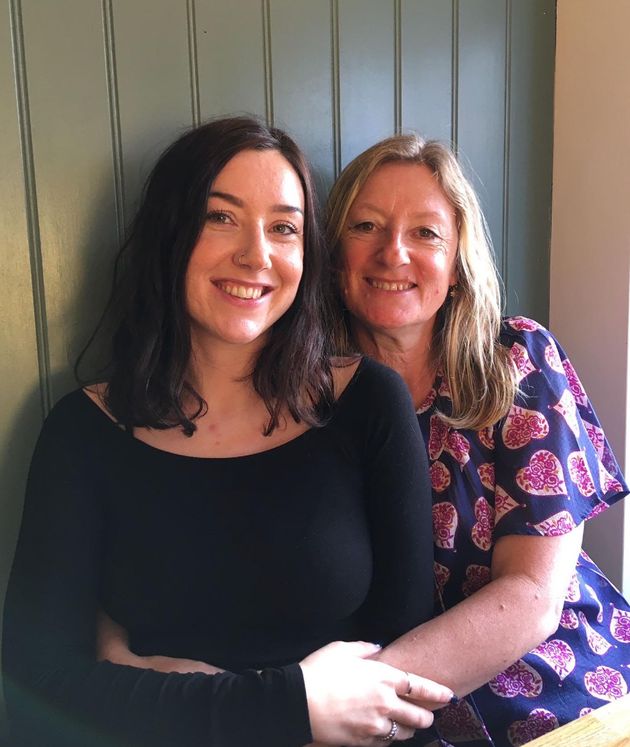 The author (left) and her mom at The Old Store cafe in Snettisham, UK.