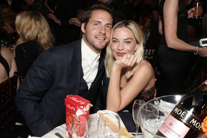 Tom Ackerley and Margot Robbie at the 2020 Golden Globe Awards
