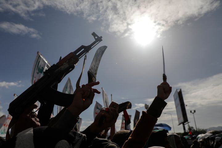 Υποστηρικτές των Χούθι σε διαδήλωση στη Σαναά στις 10 Μαΐου 2024