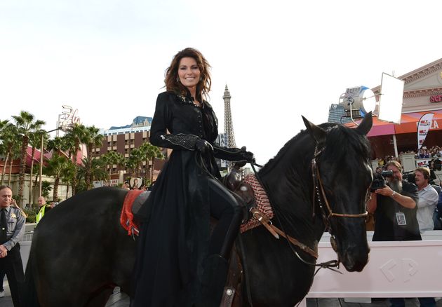 Shania Twain atop a horse in Las Vegas in 2012