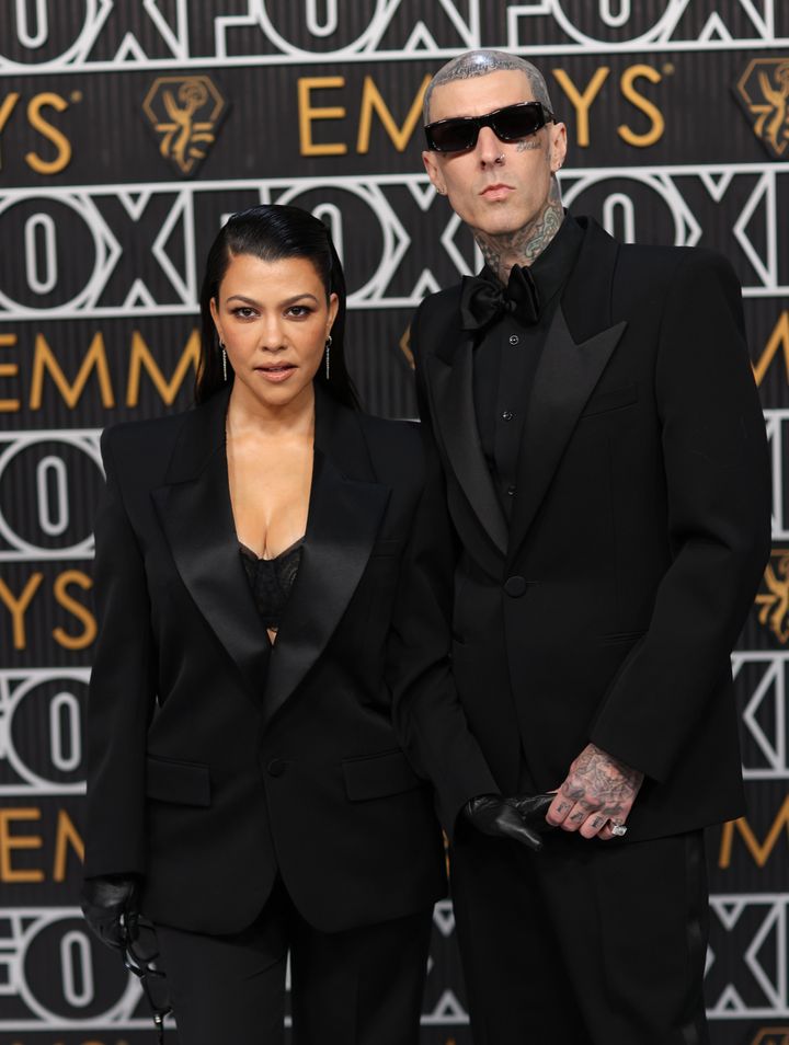 Kourtney Kardashian and Travis Barker at the 75th Primetime Emmy Awards in Los Angeles, California, on Jan. 15.