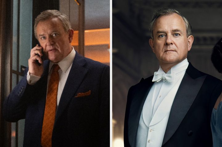 Hugh Bonneville in Douglas Is Cancelled (left) and Downton Abbey (right)
