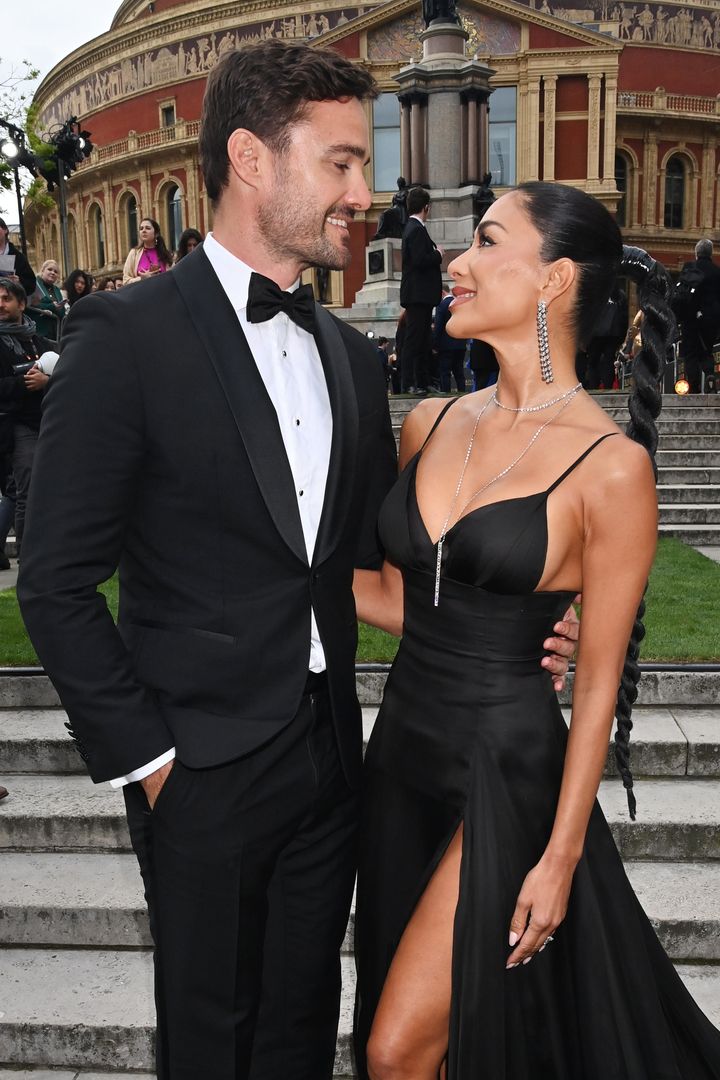 Thom Evans and Nicole Scherzinger at the Oliviers in April