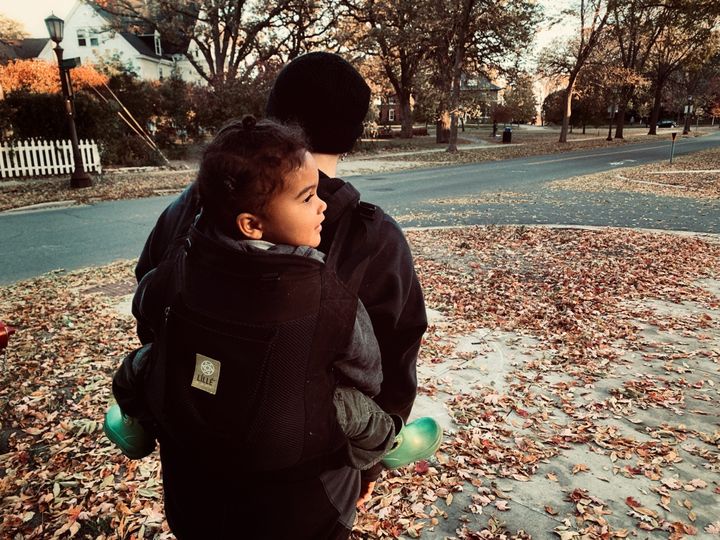 The author and Z going for a walk around their neighborhood.