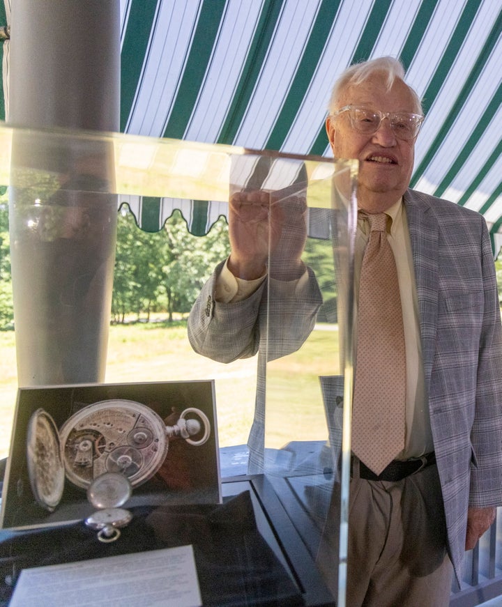 Theodore Roosevelt's Stolen Pocket Watch Returns To His Home After More Than 3 Decades 2 Tweed Roosevelt, the CEO of the Theodore Roosevelt Association and a great-grandson of Theodore Roosevelt, stands by a pocket watch that belonged to Teddy Roosevelt at Sagamore Hill on June 27, 2024 in Oyster Bay, New York. (Photo by Howard Schnapp/Newsday RM via Getty Images)