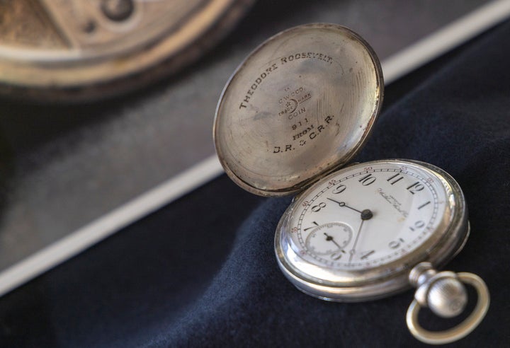 A watch that had belonged to president Theodore Roosevelt is on display at his former home in Sagamore Hill in Oyster Bay, New York on June 27, 2024. (Photo by Howard Schnapp/Newsday RM via Getty Images)