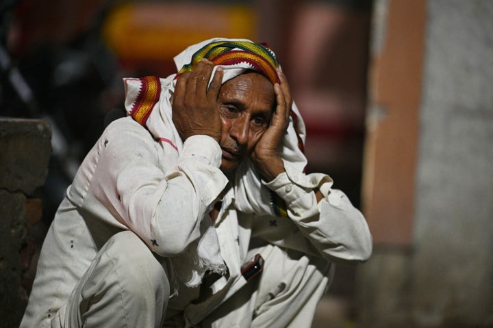 A relative grieves the dead of a loved one outside the morgue of a hospital in Hathras in India's Uttar Pradesh state on July 3, 2024, following a stampede during a Hindu religious gathering. At least 116 people were crushed to death in a stampede at an overcrowded Hindu religious gathering in northern India on July 2, government officials said, the worst such tragedy in more than a decade. (Photo by Arun SANKAR / AFP) (Photo by ARUN SANKAR/AFP via Getty Images)