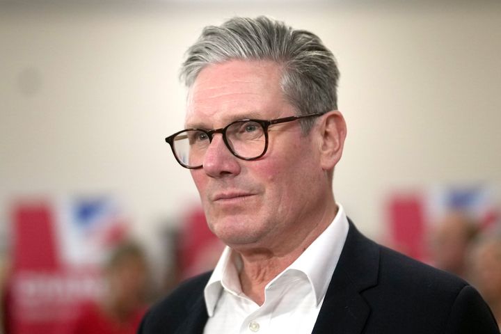 Labour leader Keir Starmer delivers a speech and takes media questions while visiting Norton Cannes Community Centre on July 2 in Norton Canes, Staffordshire, United Kingdom.