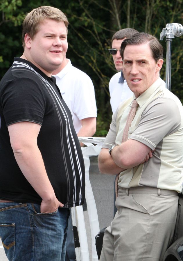 James Corden and Rob Brydon on the set of Gavin & Stacey in 2009