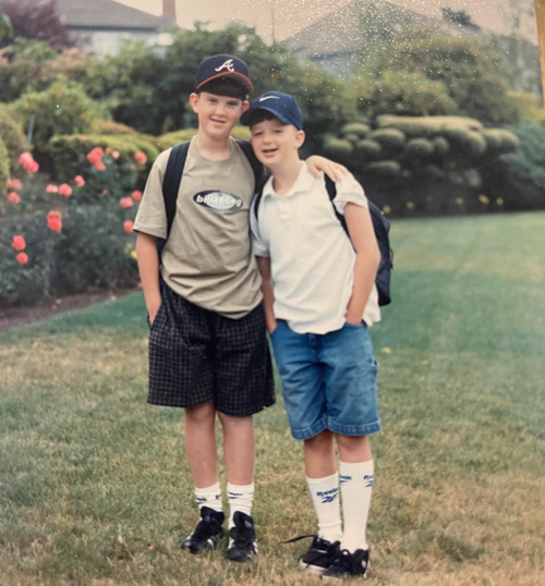Randy, right, and brother Billy are pictured as children.