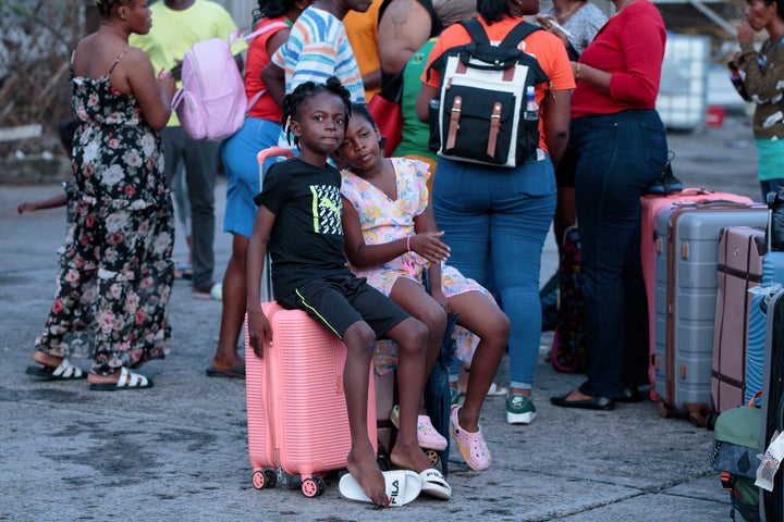 Evacuees from Union Island arrive in Kingstown, St. Vincent and the Grenadines, on July 3, 2024. The island, in the Grenadines archipelago, was hit by Hurricane Beryl.