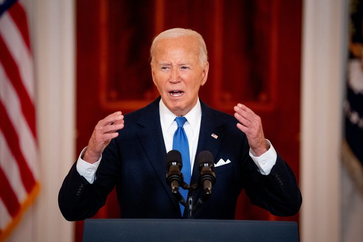 US President Joe Biden speaks to the media following the Supreme Court's ruling on charges against former President Donald Trump that he sought to subvert the 2020 election