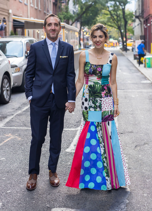 The author and her husband, Chris, in New York City's West Village before their wedding reception.