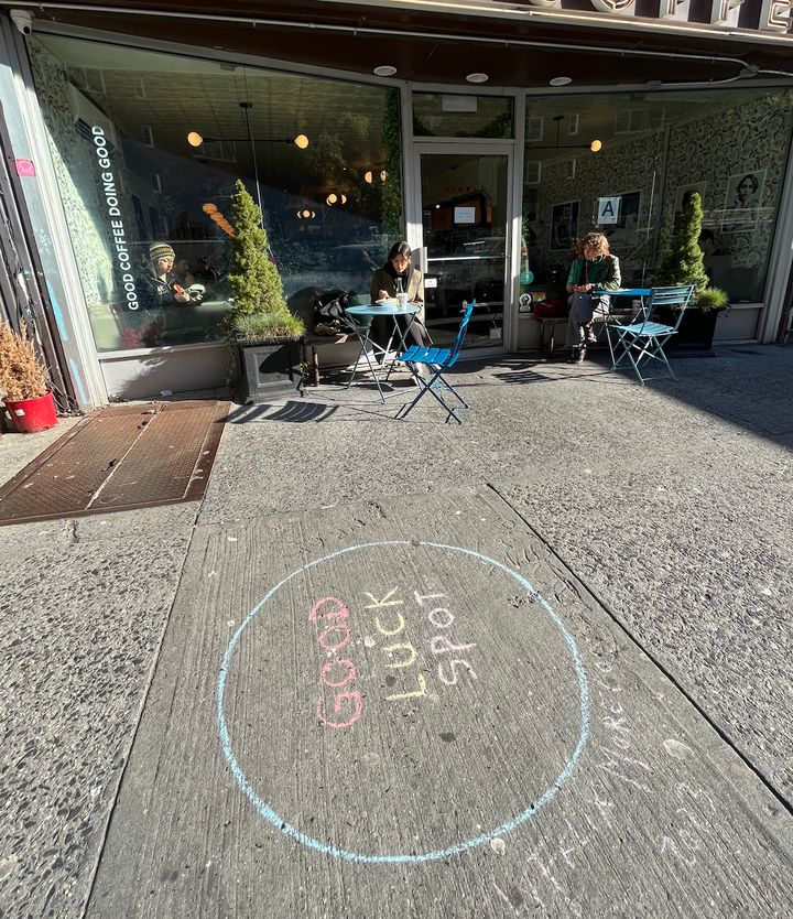 A Good Luck Spot outside the coffee shop where the author first met Felix Morelo.