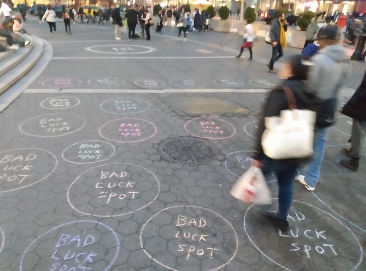 A cluster of Bad Luck Spots near Union Square in New York City.