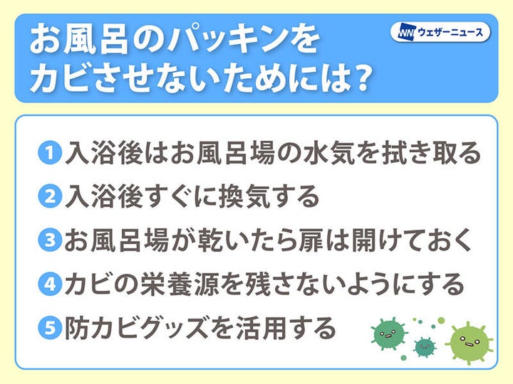 お風呂のパッキンをカビさせないためには？