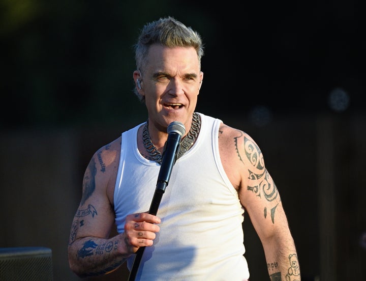 Robbie Williams on stage during BST Hyde Park on Saturday night