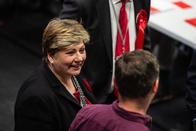 Emily Thornberry arrives at her election count on Friday morning.