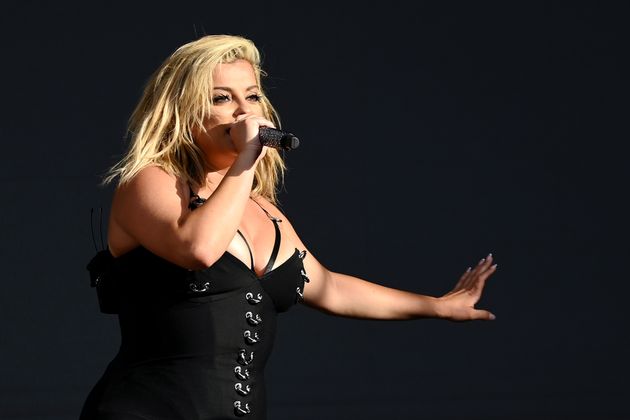 Bebe Rexha on stage in London last month