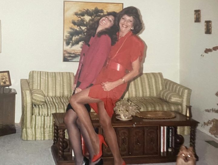 The author, left, is seen with her mom "in the big-hair '80s."