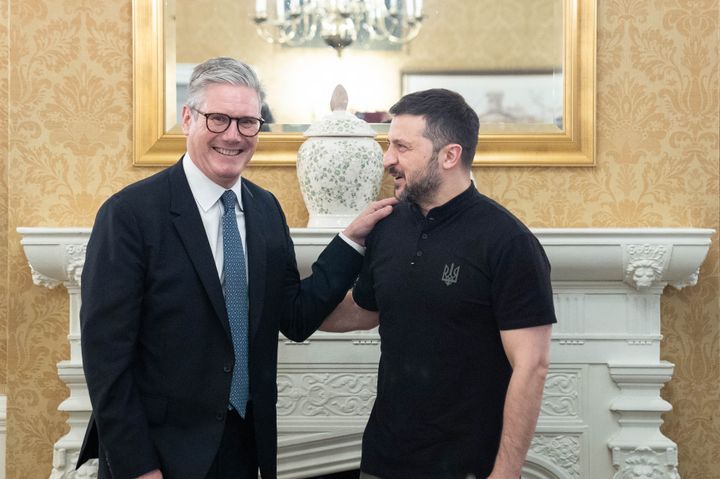 Keir Starmer meets with Volodymyr Zelenskyy for a bilateral meeting at a hotel in Washington.