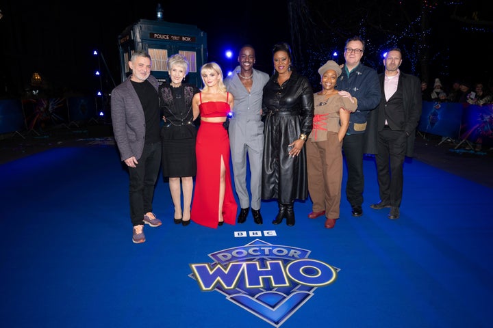 Russell T Davies with the cast and crew of Doctor Who last year