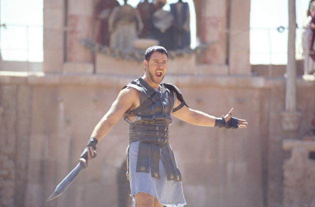 Russell Crowe as Roman general Maximus Decimus Meridius.