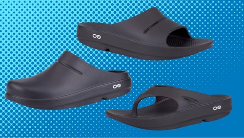 Oofos shoes are made from a proprietary foam material that's designed to absorb shock.