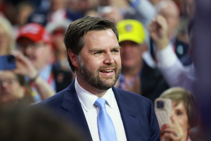 Sen. JD Vance (R-Ohio) at the 2024 Republican National Convention in Milwaukee on Monday.