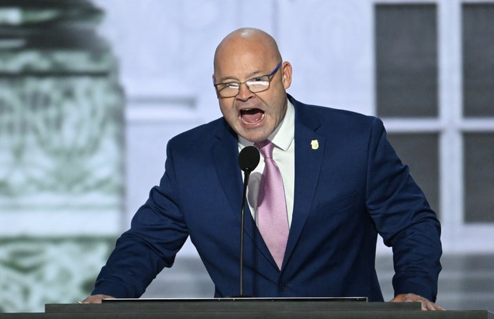 General President of the International Brotherhood of Teamsters Sean O'Brien speaks during the first day of the 2024 Republican National Convention at the Fiserv Forum in Milwaukee, Wisconsin, July 15.