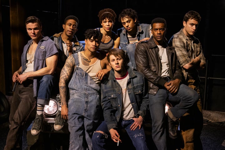 The Broadway cast of "The Outsiders."