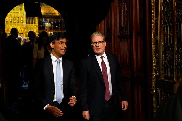 Prime Minister Keir Starmer, right, and former Prime Minister and leader of the Opposition Rishi Sunak chatted away on their way to the Lords for the King's Speech.