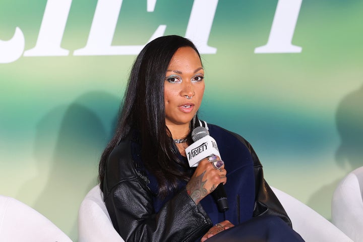 Reis speaks onstage during Variety's Indigenous Storytelling Breakfast in June in California.