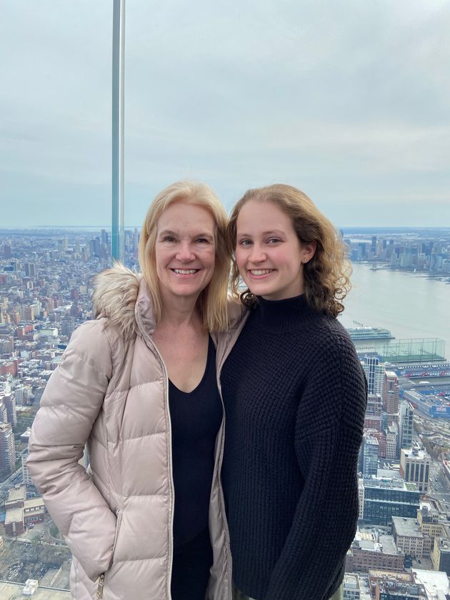 The author on a viewing platform with her mom during one of her New York visits (April 2023).