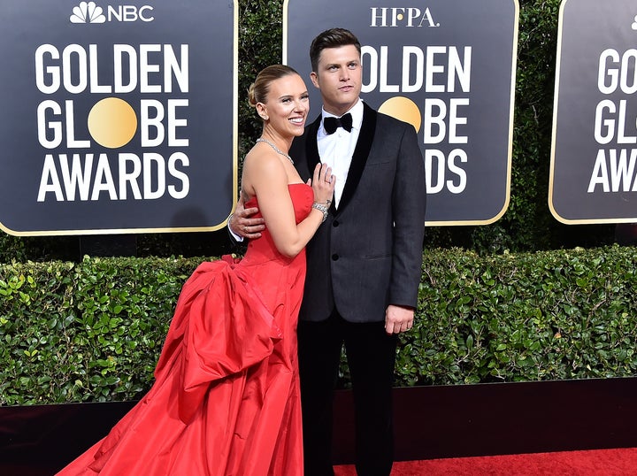 Scarlett Johansson und Colin Jost nehmen an den 77. jährlichen Golden Globe Awards im Jahr 2020 teil.