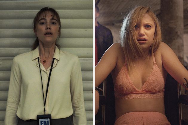 Maika Monroe in Longlegs (left) and It Follows (right)