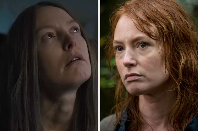 Alicia Witt in Longlegs (left) and The Walking Dead (right)