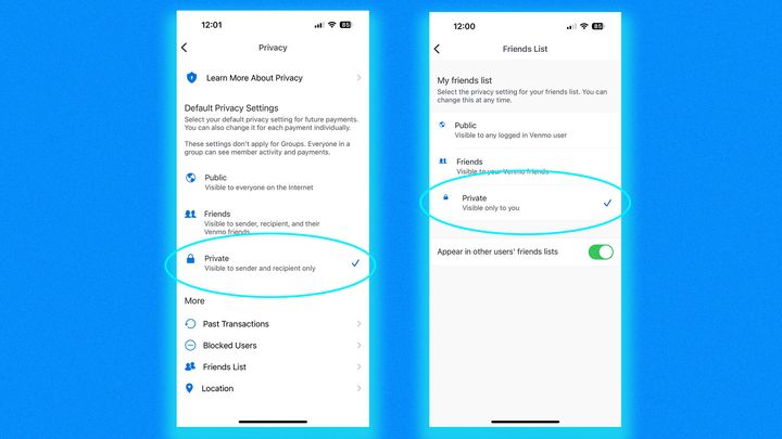 Mit den Einstellungen in Venmo können Sie Ihre Transaktionen und Ihre Freundesliste vor anderen Personen verbergen.