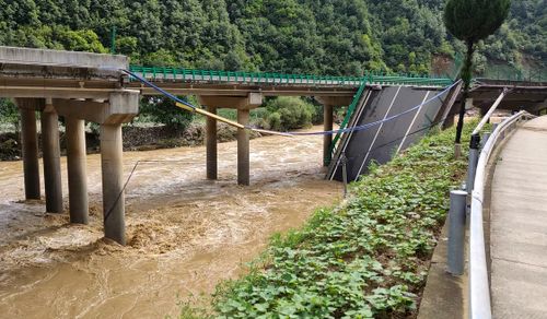 Chinese authorities say several people have died in the partial collapse of a highway bridge in the northwest following heavy storms and flooding.