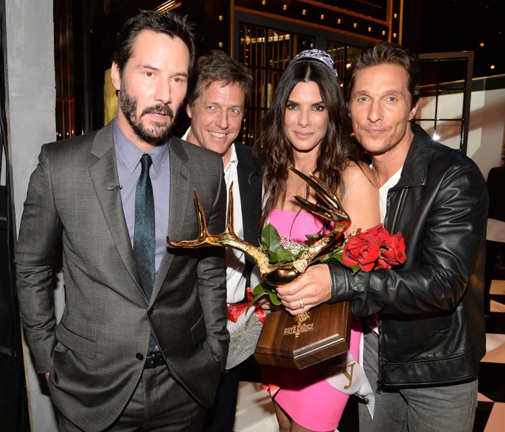 Οι ηθοποιοί Keanu Reeves, Hugh Grant, Sandra Bullock και Matthew McConaughey στα Sony Pictures Studios, στις 7 Ιουνίου 2014, στο Culver City της Καλιφόρνια. (Photo by Jeff Kravitz/FilmMagic for Spike TV)