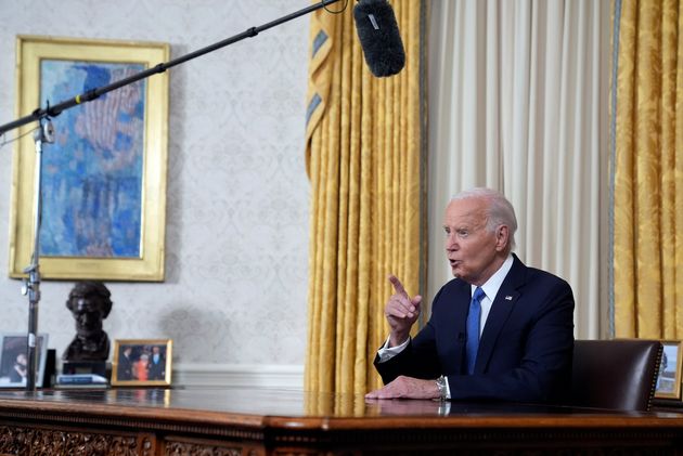 President Joe Biden speaks from the Oval Office on Wednesday.