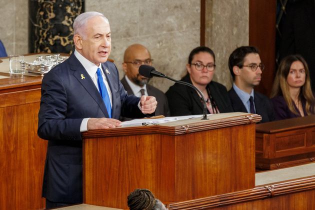 Israeli Prime Minister Benjamin Netanyahu addresses Congress at the U.S. Capitol in Washington, D.C., United States on July 24, 2024. 