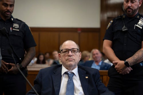 Former Hollywood movie mogul Harvey Weinstein appears for a pretrial hearing in Manhattan criminal court on July 19 in New York. 