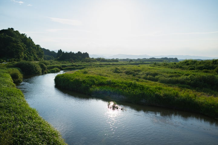 浪江町の中心部を少し海側へいくと、緑や川の美しい光景が広がる