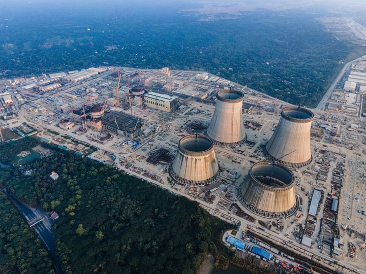 A November 2022 photo shows construction on the Russian-built Rooppur Nuclear Power Plant in Ishwardi, Bangladesh.