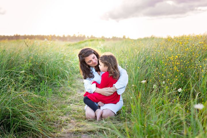 The author and her daughter on one of their trips overseas.