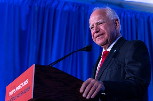Minnesota Gov. Tim Walz (D) was among the "white dudes" on the livestream on Monday night.